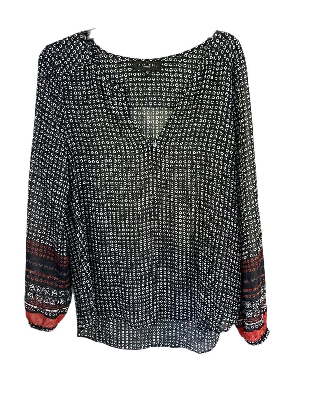 Sanctuary Clothing med Printed V-Neck Long Sleeve Blouse